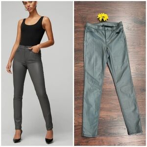White House Black Market The Skinny High-Rise Gray Jeans Coated Leather - Size 2